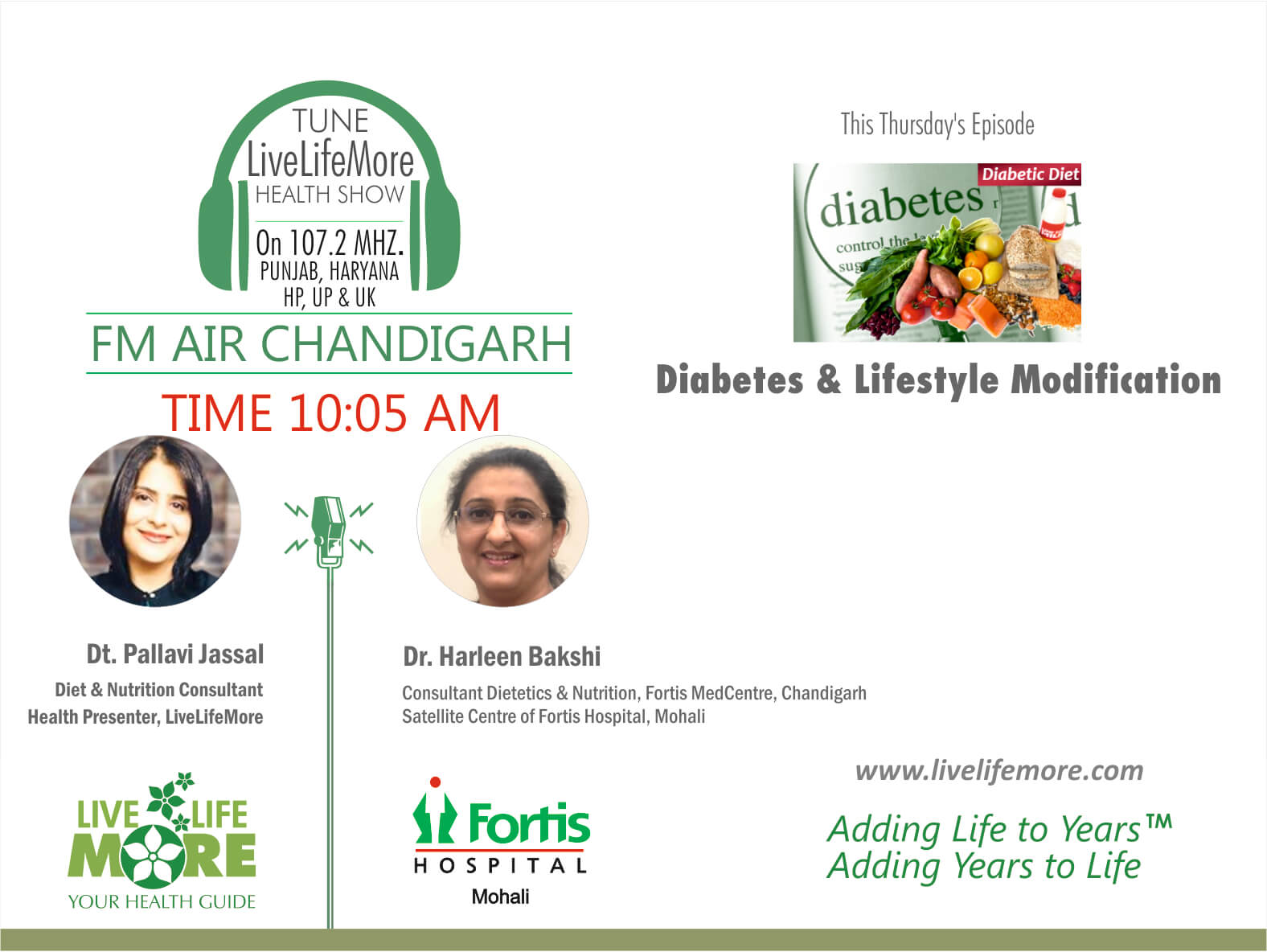 LiveLifeMore Show – Diabetes & Lifestyle Modification – Dt Harleen Bakshi